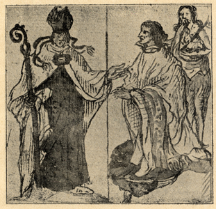 107053 Portret van D. van Wassenaer, proost van St. Jan te Utrecht, overleden 1465. Ten voeten uit links, knielend ...